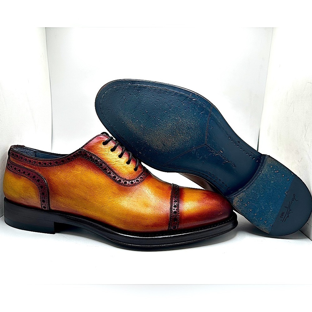 STUNNING Zampiere Burnished Calf-Skin Leather Cap-Toe Oxfords 🤩🤩🤩 MINT COND.
